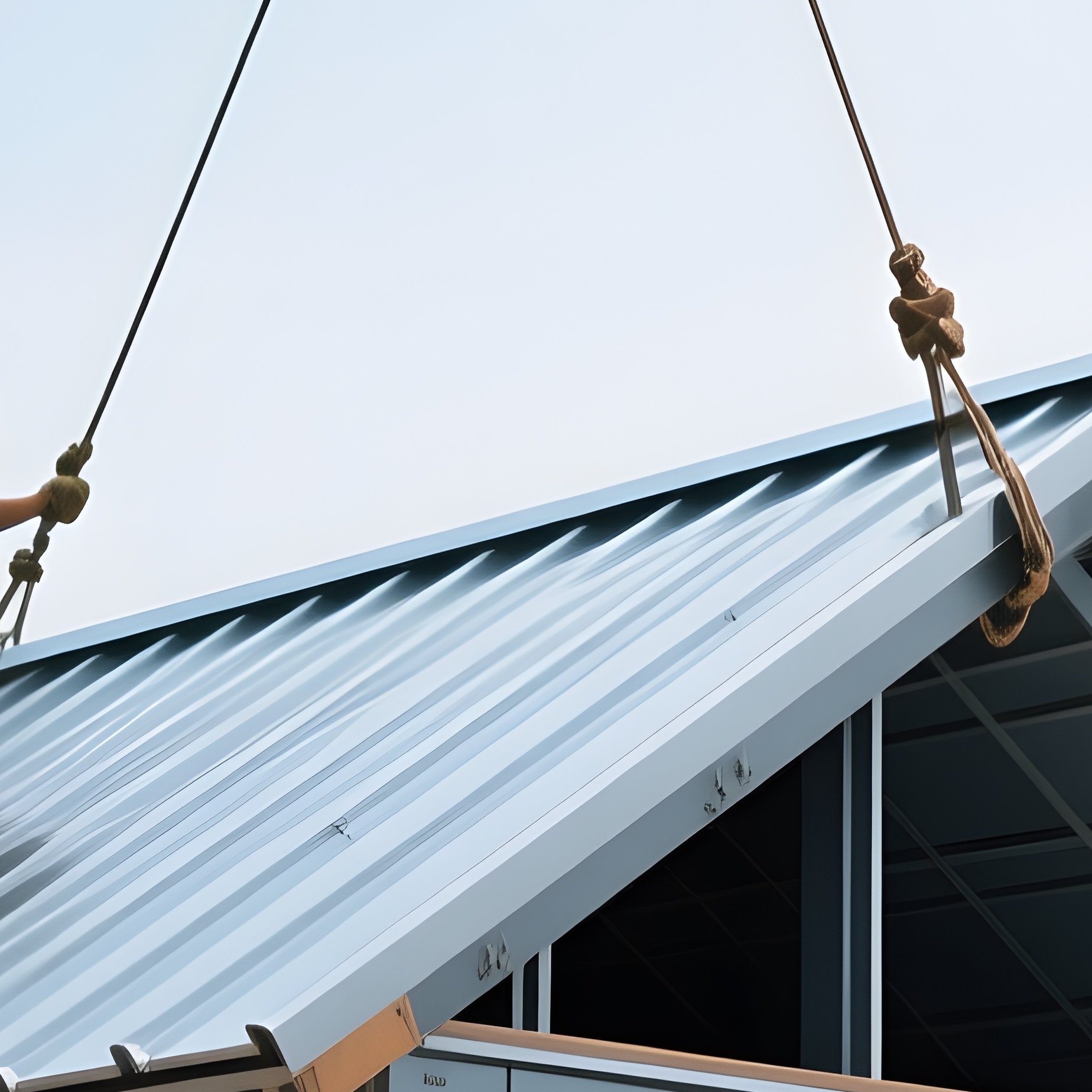 Crane Lifting Prefabricated Roof Section - Full Resolution Quality Preview