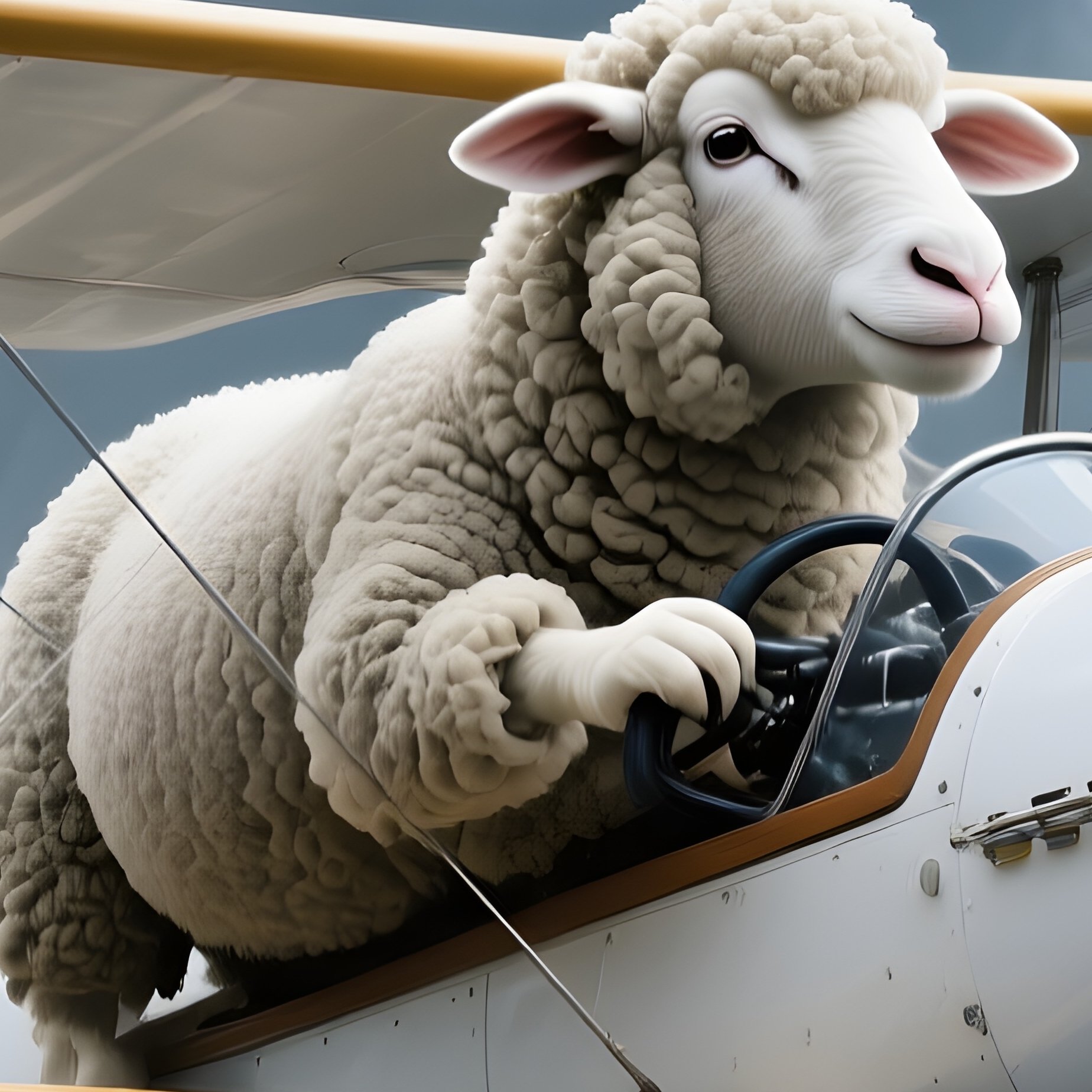 Crazy Animal Biplane Sheep Flying Storm Clouds 2 - Full Resolution Quality Preview