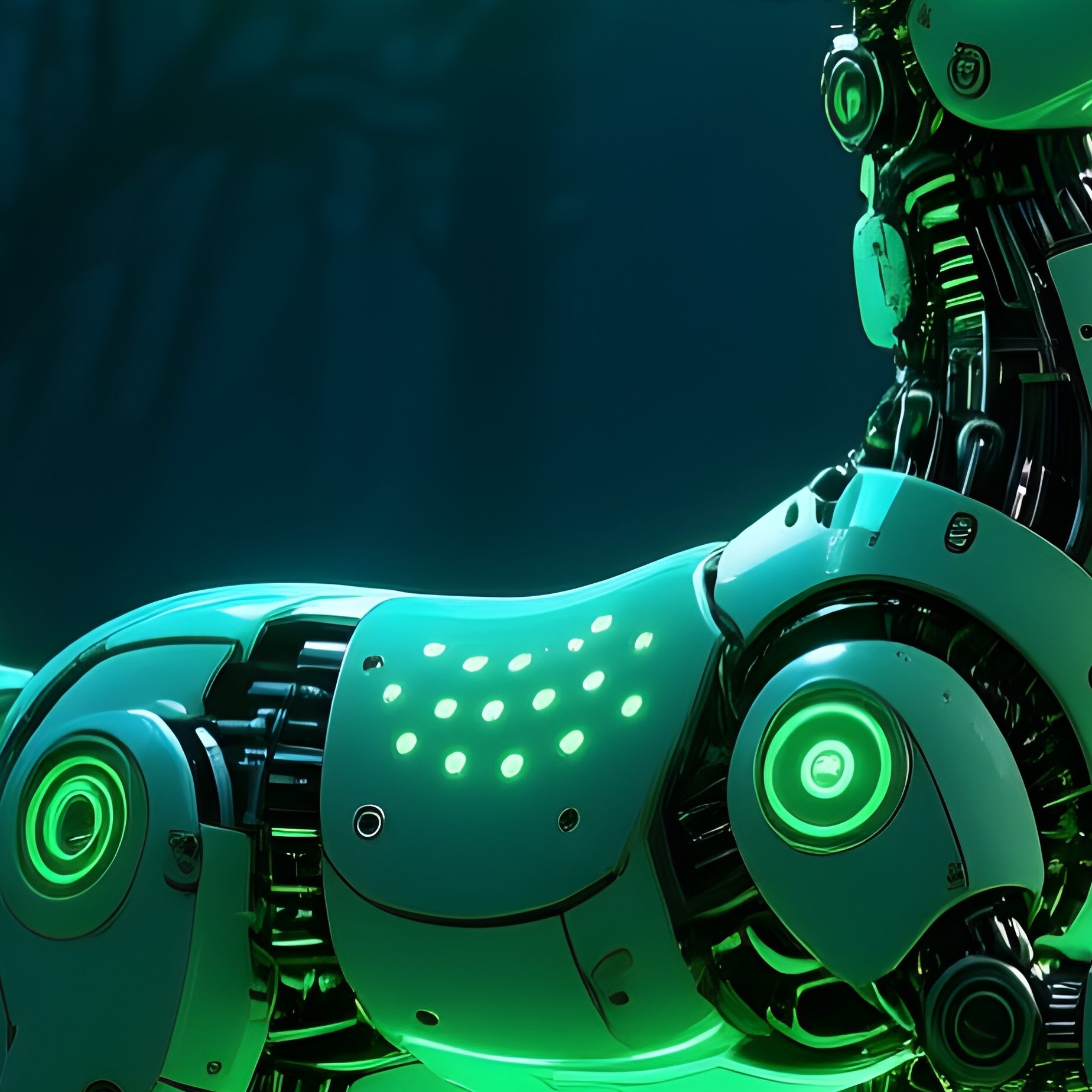 Crazy Animal Image A Deer Robot Glowing In The Dark Forest - Full Resolution Quality Preview