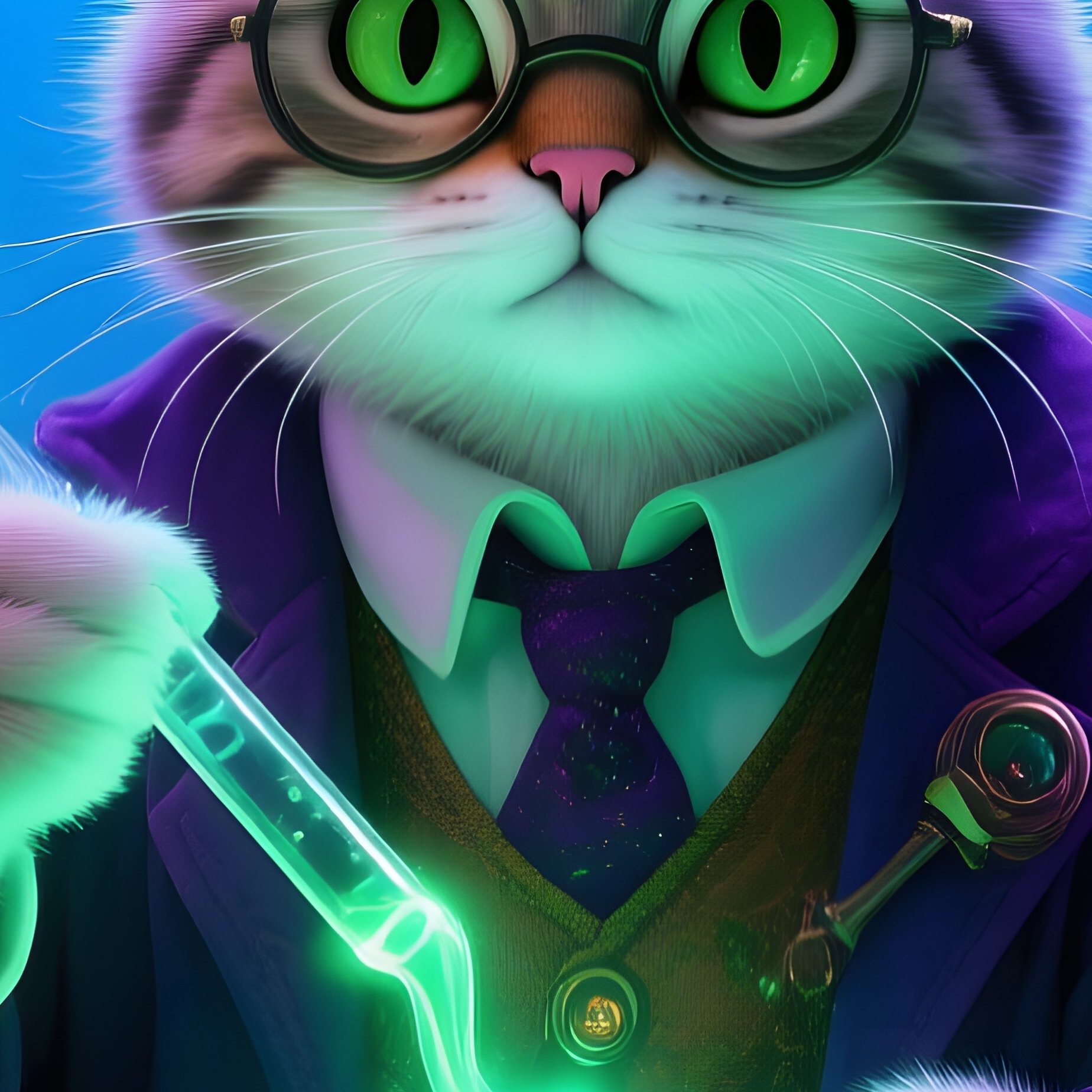 Crazy Animal Image Cat Scientist Mixing Potions Alternative - Full Resolution Quality Preview