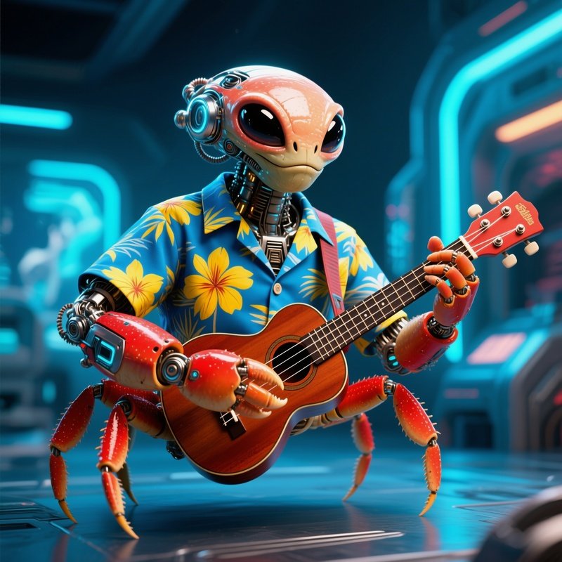 Crazy Animal Image Crab Hawaiian Shirt Playing Ukulele Sci Fi