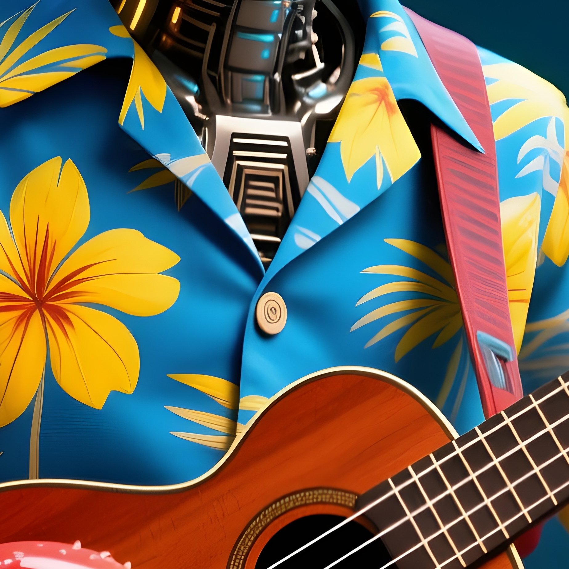 Crazy Animal Image Crab Hawaiian Shirt Playing Ukulele Sci Fi - Full Resolution Quality Preview