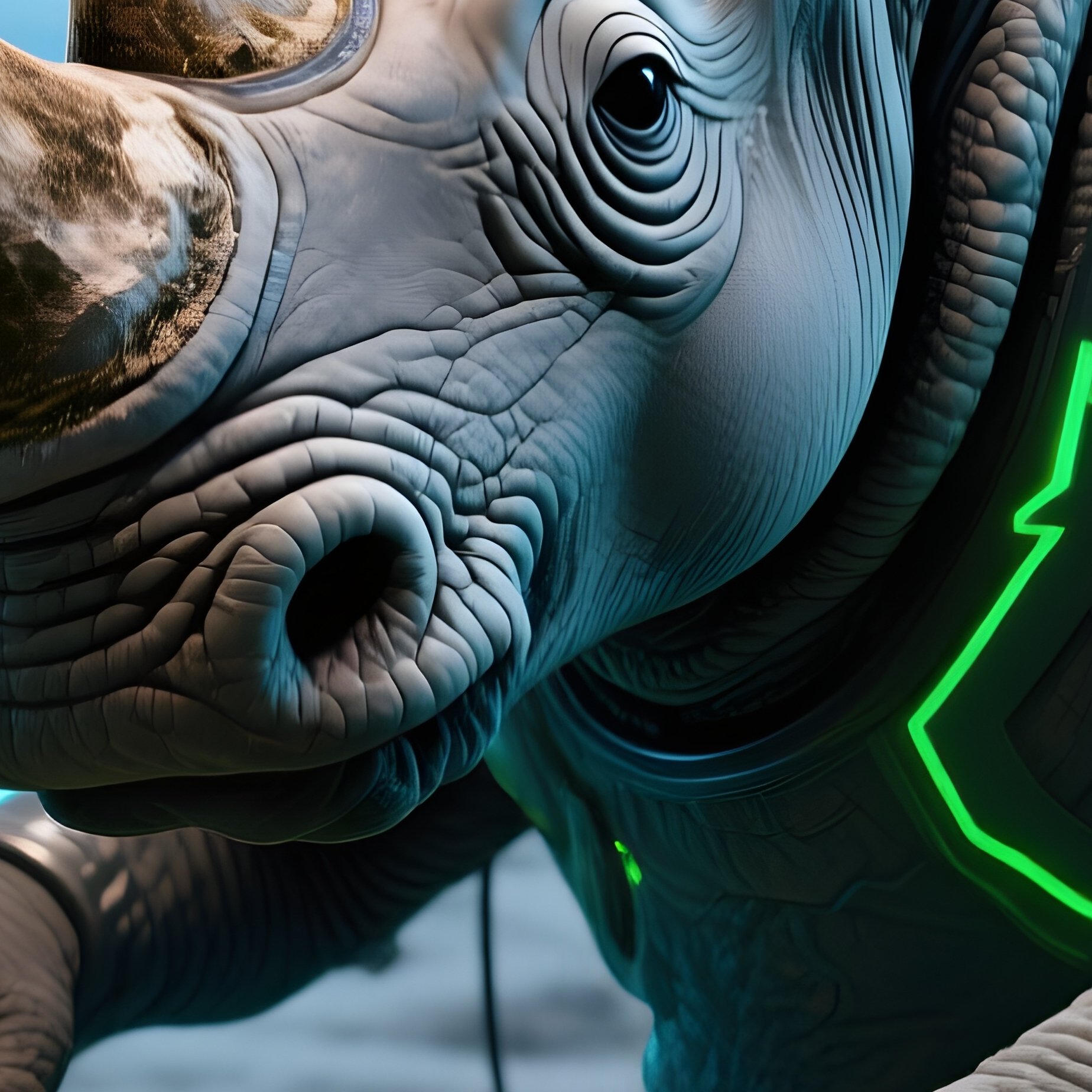 Crazy Animal Rhino Dj Spinning Stone Records Concept Art - Full Resolution Quality Preview