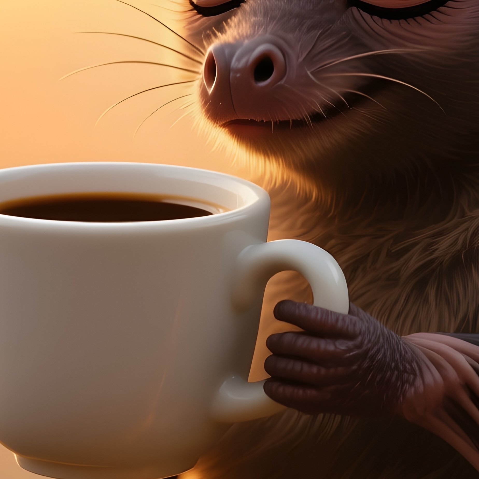 Crazy Bat Sipping Coffee At Sunrise - Full Resolution Quality Preview
