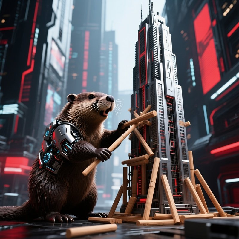 Crazy Beaver Building Skyscraper Out Of Sticks_2