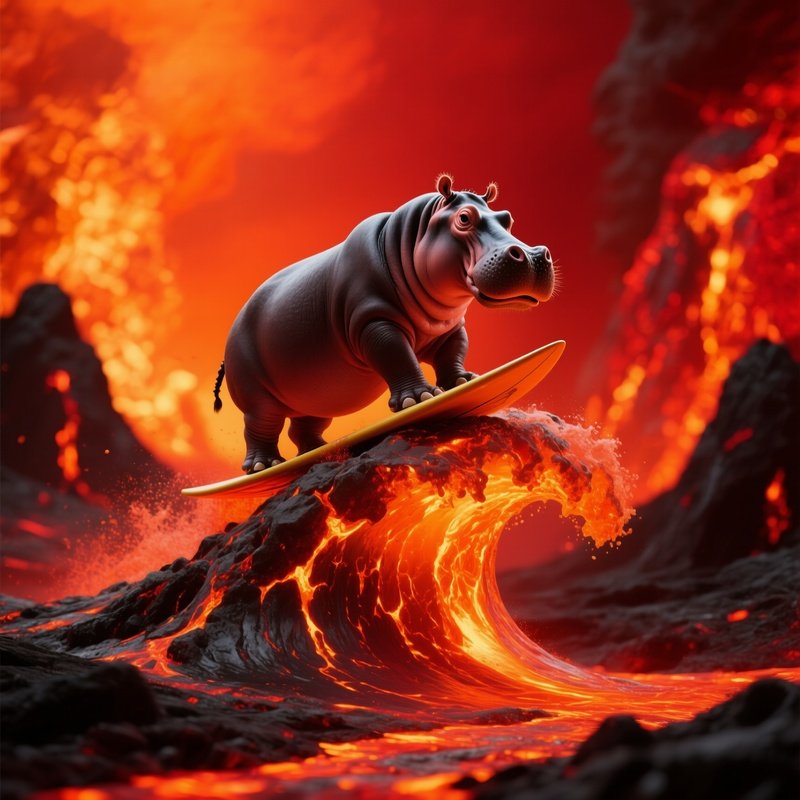 Crazy Hippo Surfing Lava Wave