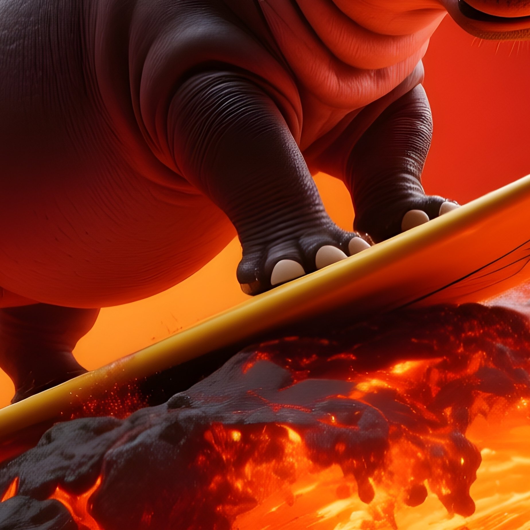 Crazy Hippo Surfing Lava Wave - Full Resolution Quality Preview