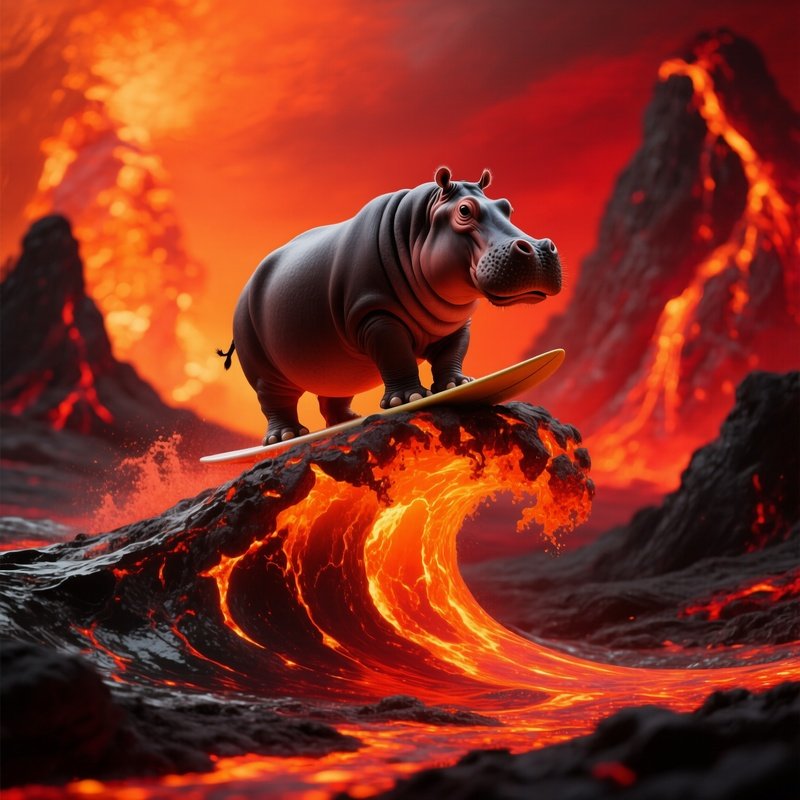 Crazy Hippo Surfing Lava Wave