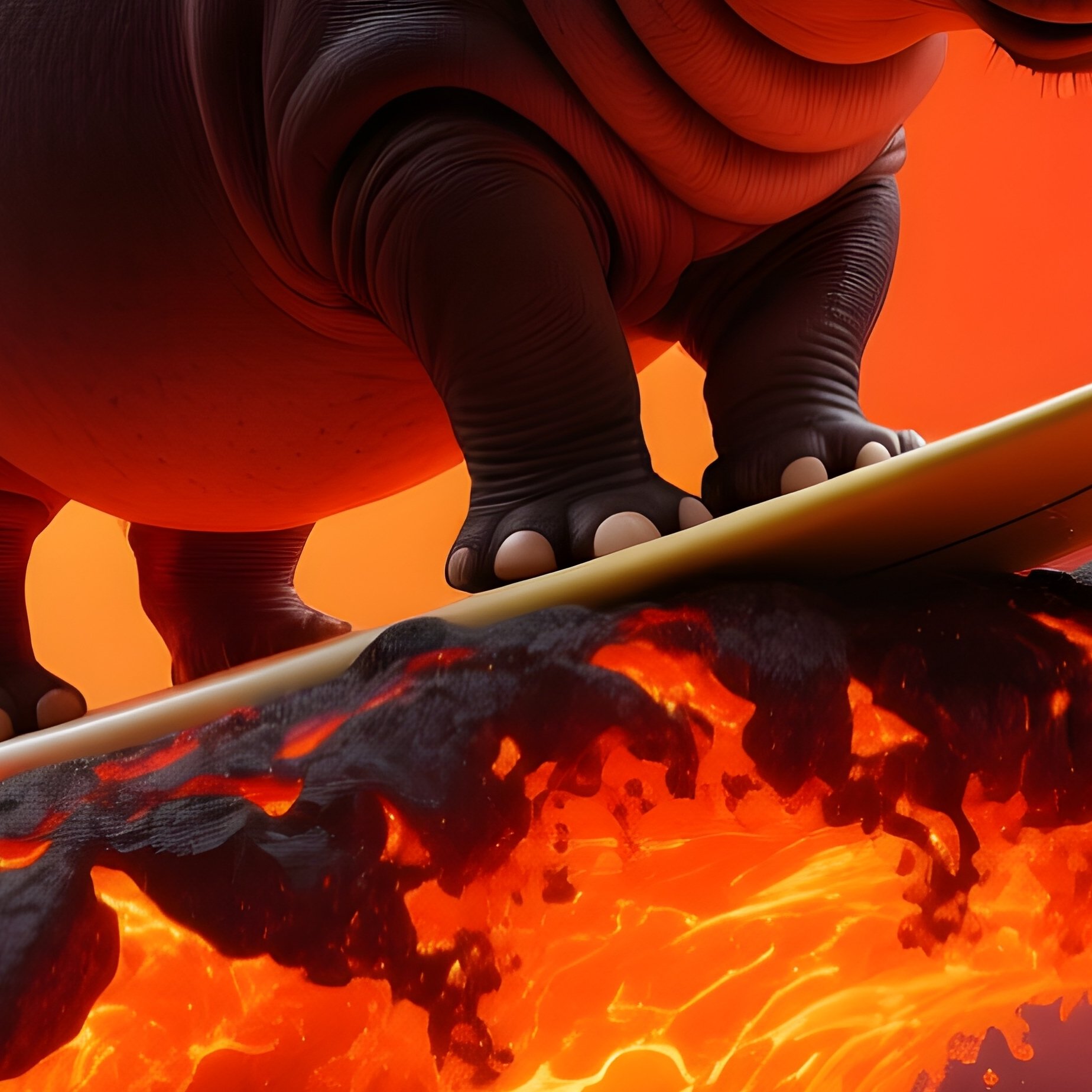 Crazy Hippo Surfing Lava Wave - Full Resolution Quality Preview