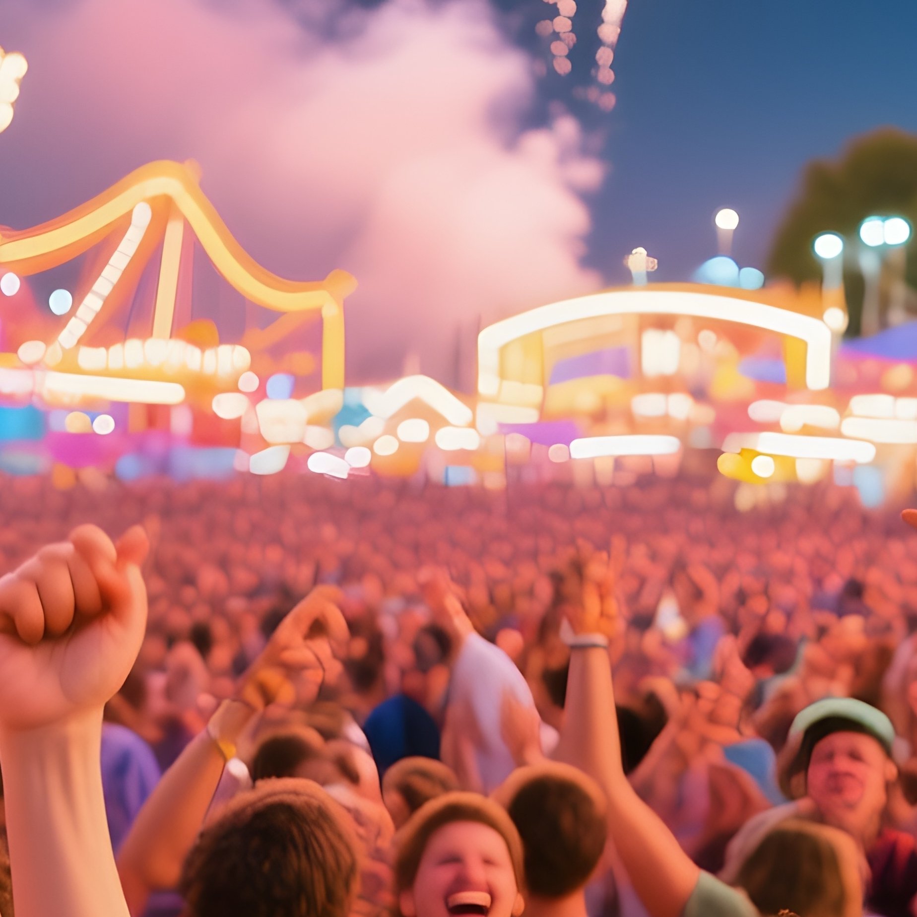Crowd Cheering Fireworks Finale Rides - Full Resolution Quality Preview