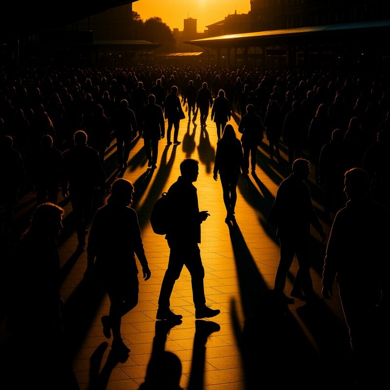 Crowd Of People In A Public Space Crowd Sunset