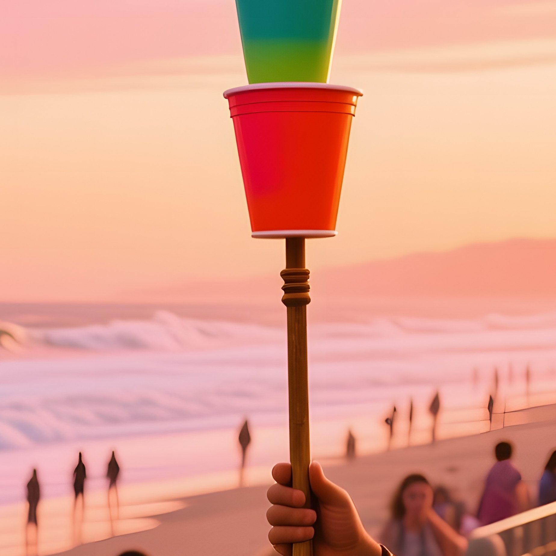 Crowded Beach Boardwalk California Sunset - Full Resolution Quality Preview