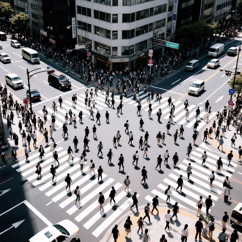Crowded Pedestrian Crossing In An Urban Setting Urban City Life