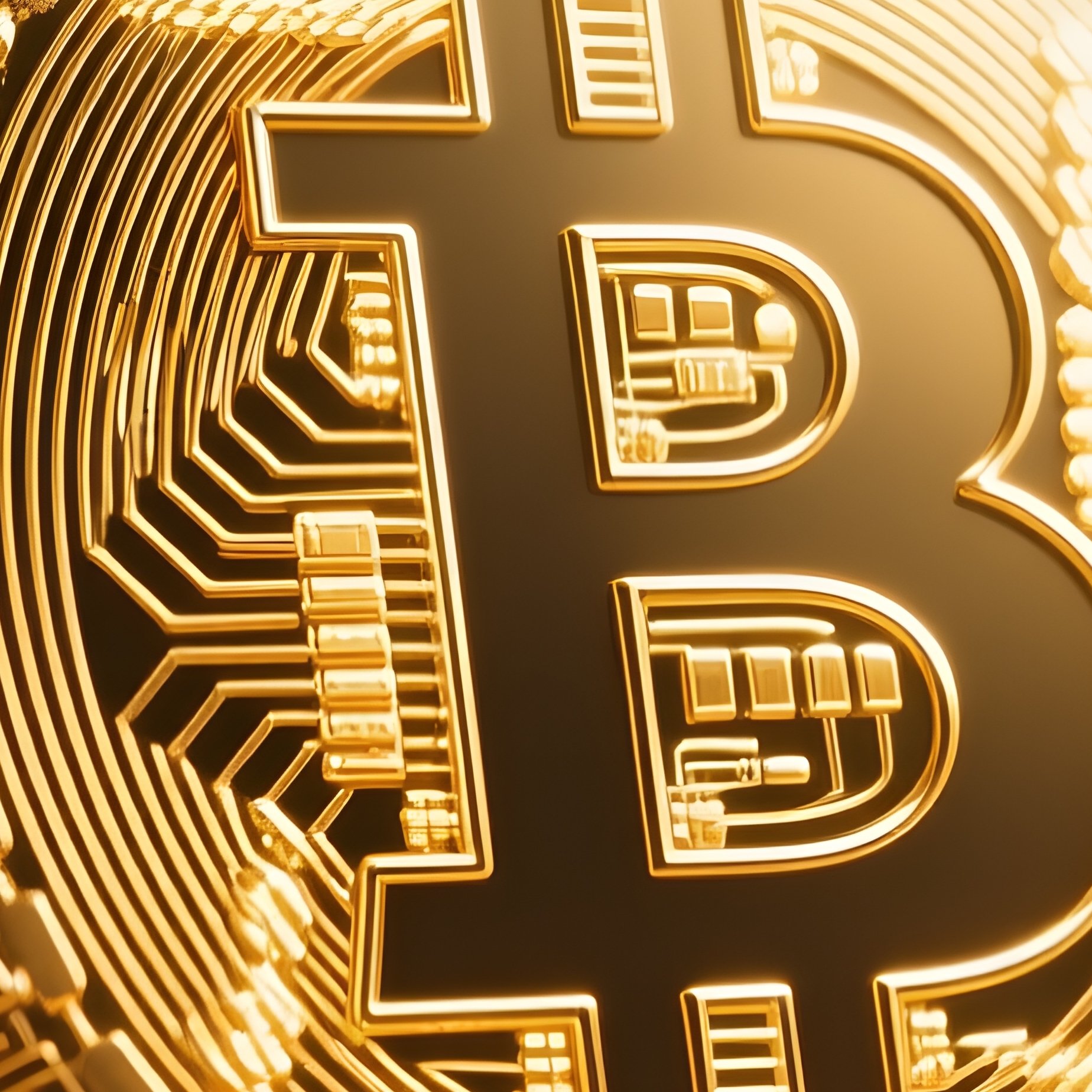 Crypto Coin: A Physical Representation Of A Bitcoin Made Of Glowing Circuit Boards And Gold Plating, Floating In A Digital Ether With Binary Code Raining Down In The Background. - Full Resolution Quality Preview