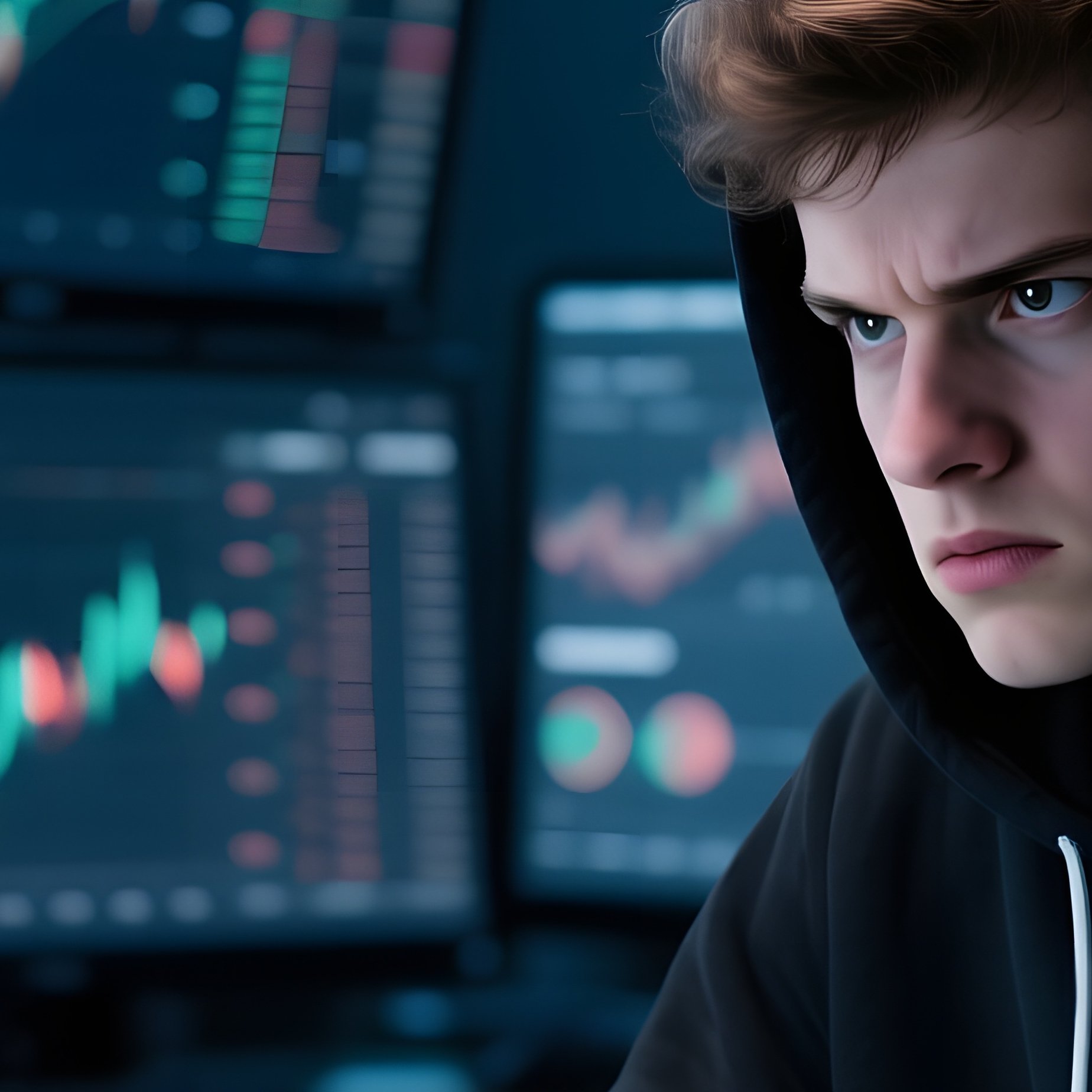Crypto Trader At Monitor - Full Resolution Quality Preview
