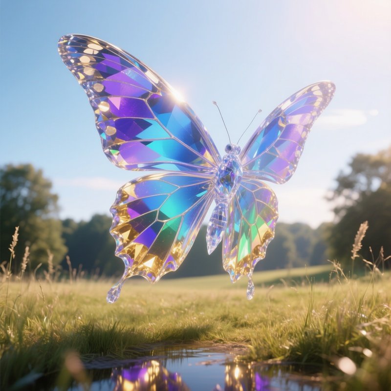 Crystal Butterfly Size Horse Wings Prismatic Light