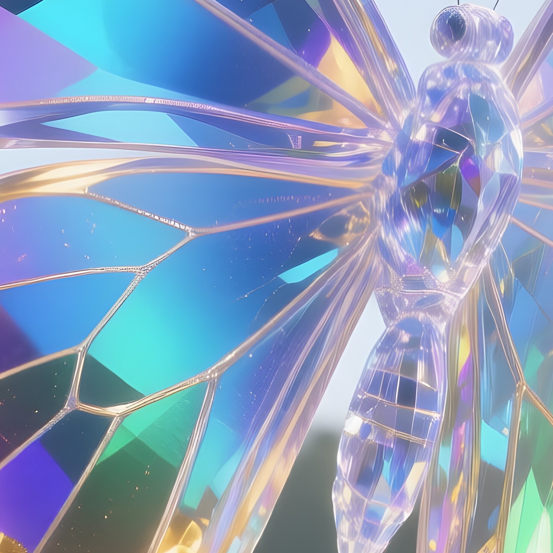 Crystal Butterfly Size Horse Wings Prismatic Light - Full Resolution Quality Preview