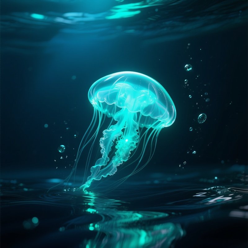 Crystal Jelly Glass Clear Body Teal Bioluminescence