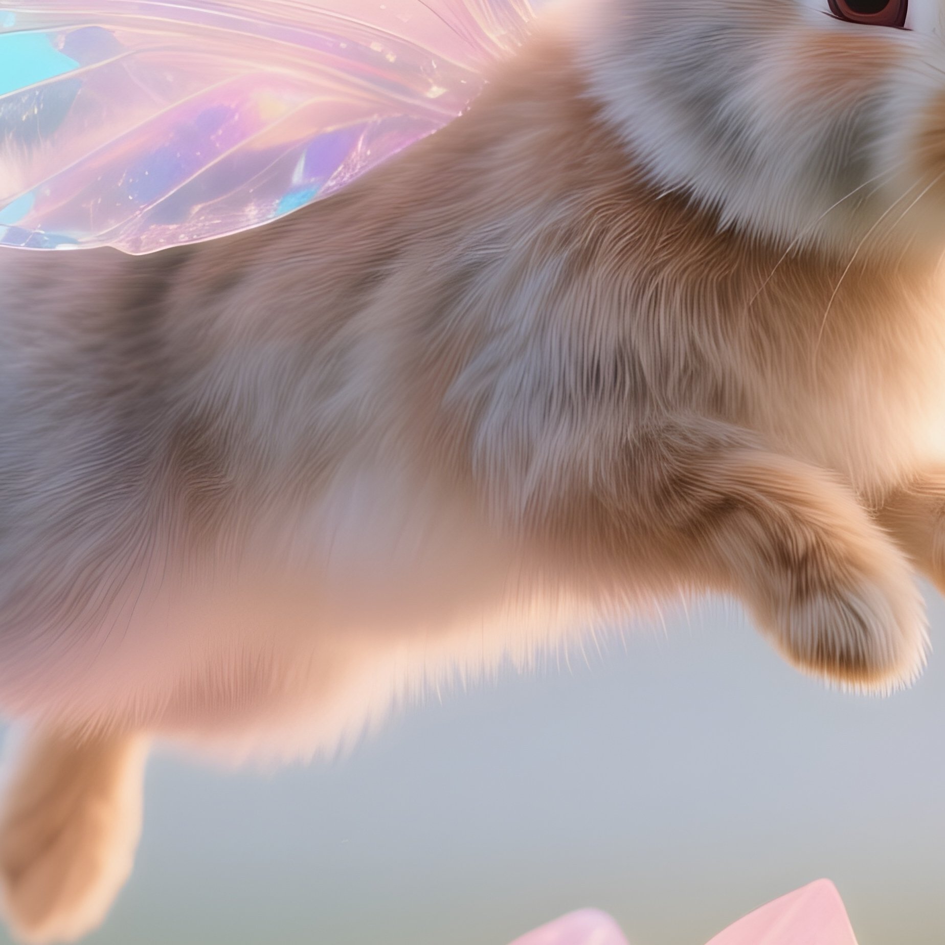 Crystal Winged Bunny Hopping On Floating Petals - Full Resolution Quality Preview