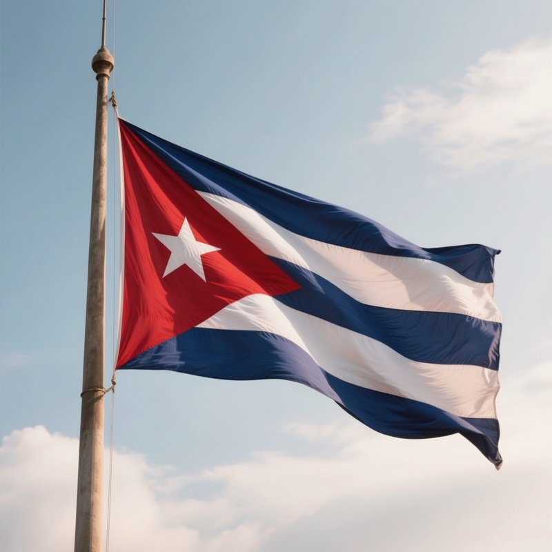 Cuban Flag Half Mast Wind Soft Light