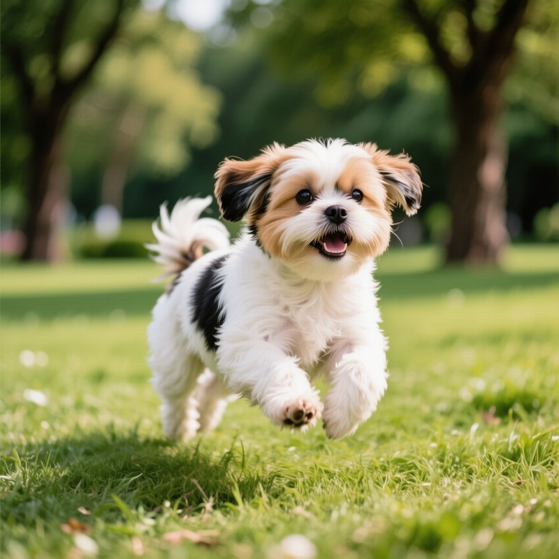 Cute Puppy Shih Tzu Playing Outdoors