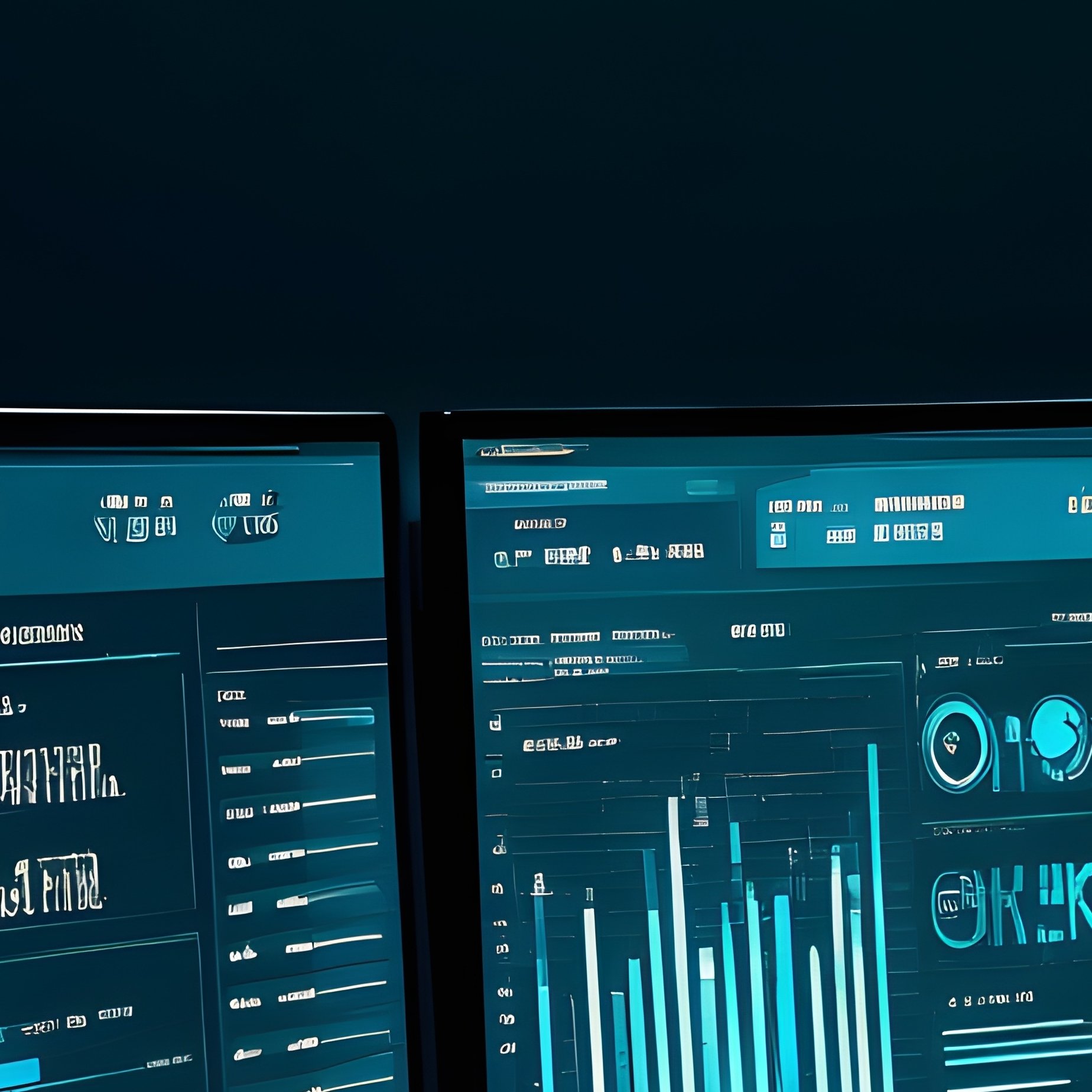 Cyber Operations Center Dark Monitors Art - Full Resolution Quality Preview
