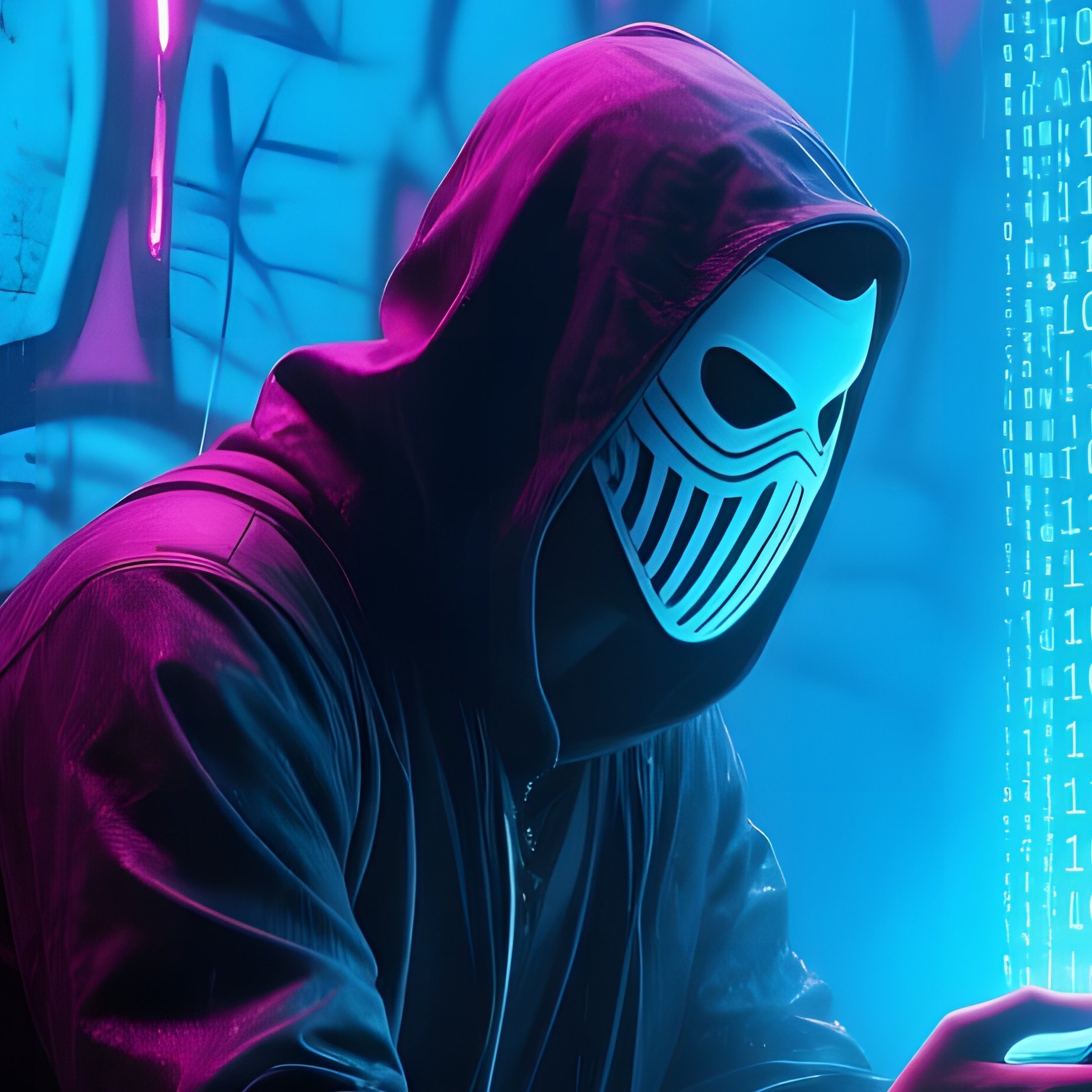 Cyberpunk Alleyway Neon Rain Mask Terminal - Full Resolution Quality Preview