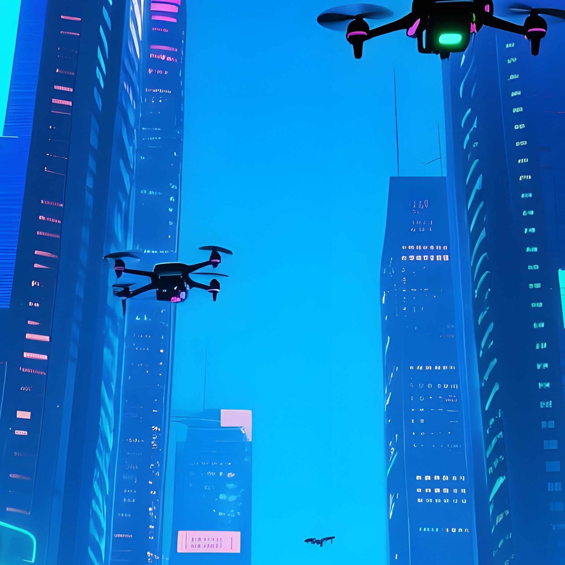 Cyberpunk Trading Giant Moving Stock Tickers Cityscape - Full Resolution Quality Preview