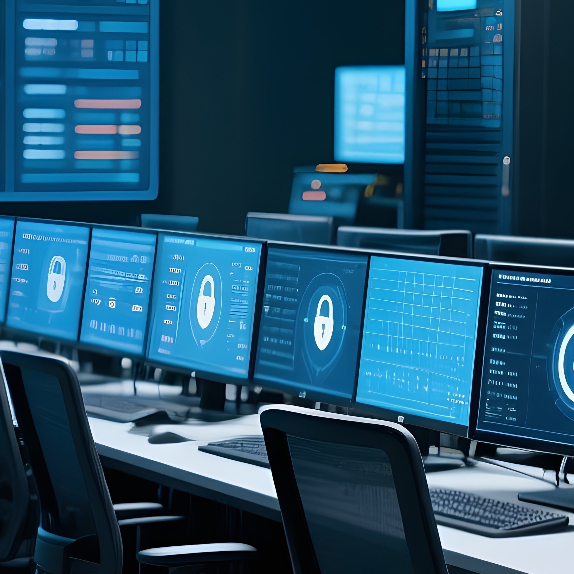 Cybersecurity Control Center Photorealistic View - Full Resolution Quality Preview