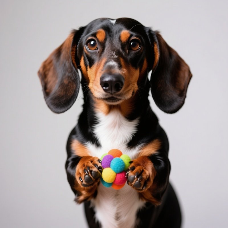 Dachshund Posing With Toy