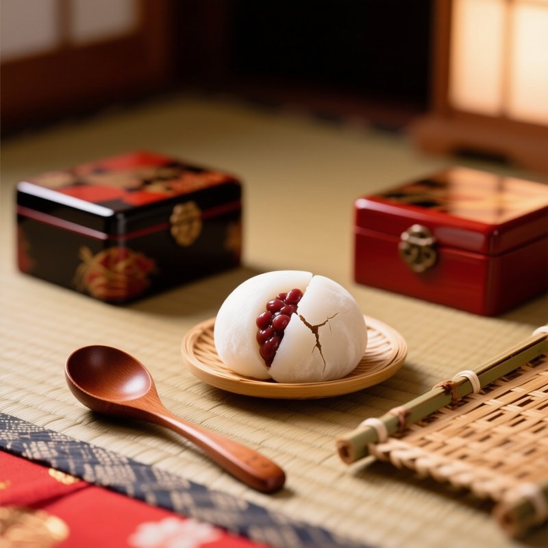 Daifuku Mochi Filled With Sweet Red Bean Paste As A Cultural Symbol