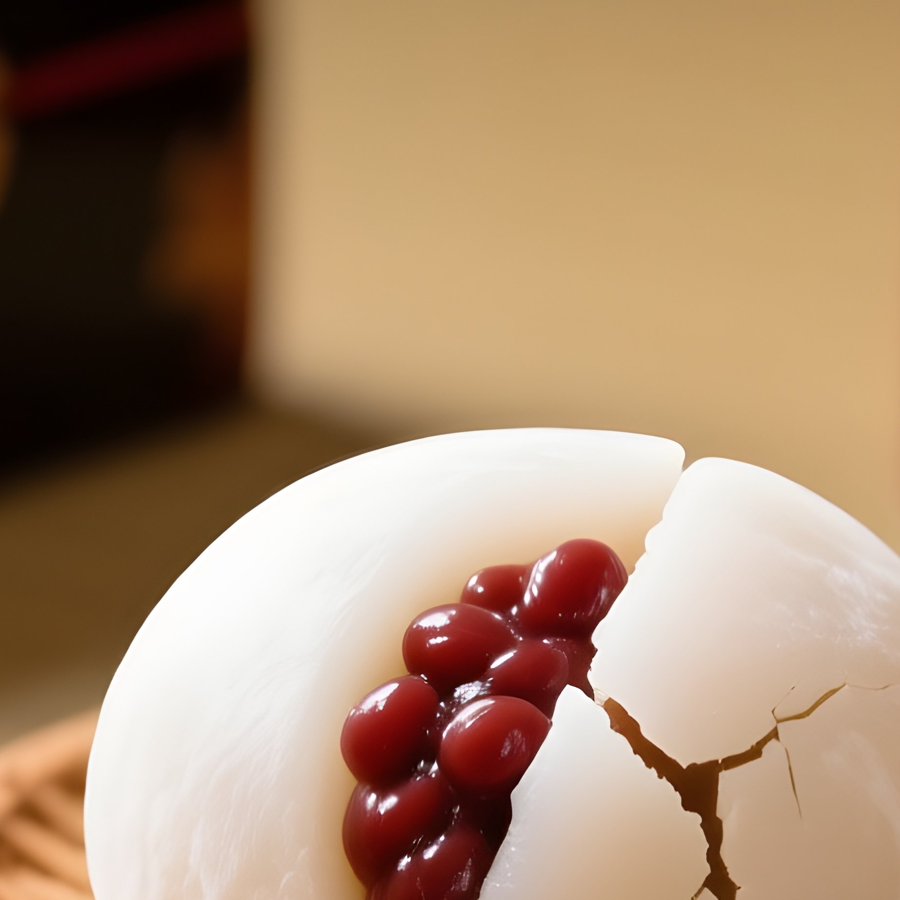 Daifuku Mochi Filled With Sweet Red Bean Paste As A Cultural Symbol - Full Resolution Quality Preview