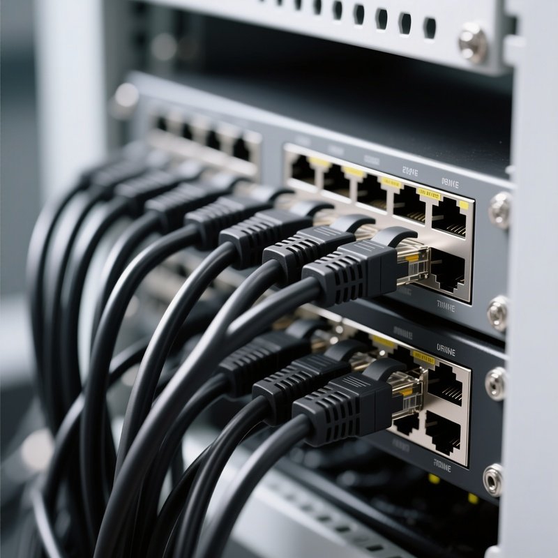 Data Cables Plugged Into Switch