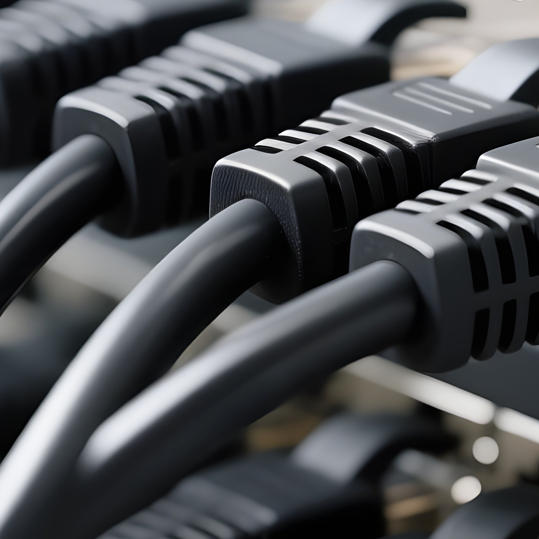 Data Cables Plugged Into Switch - Full Resolution Quality Preview