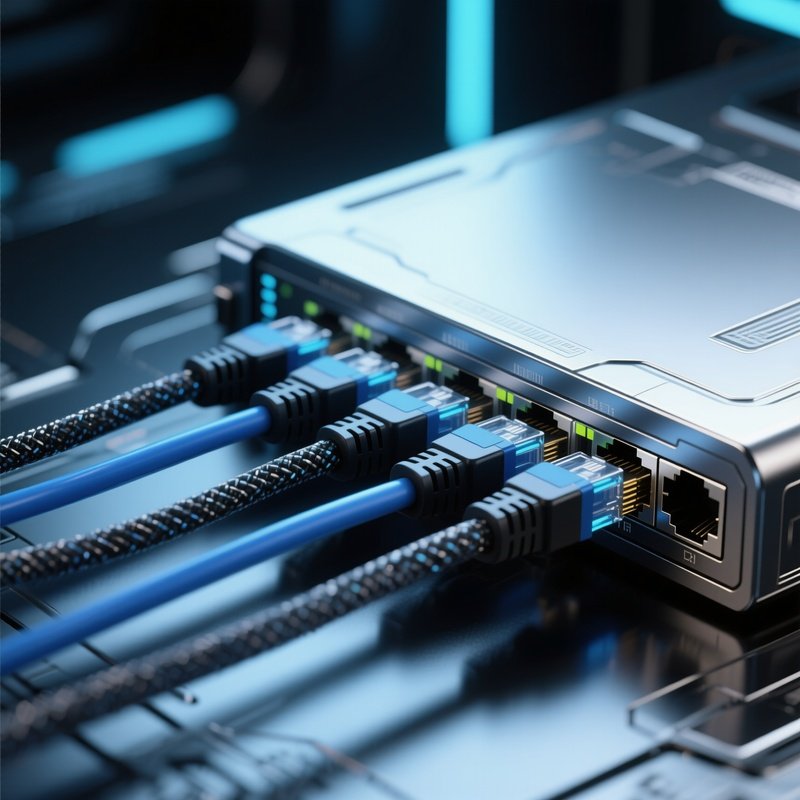 Data Cables Plugged Into Switch Futuristic