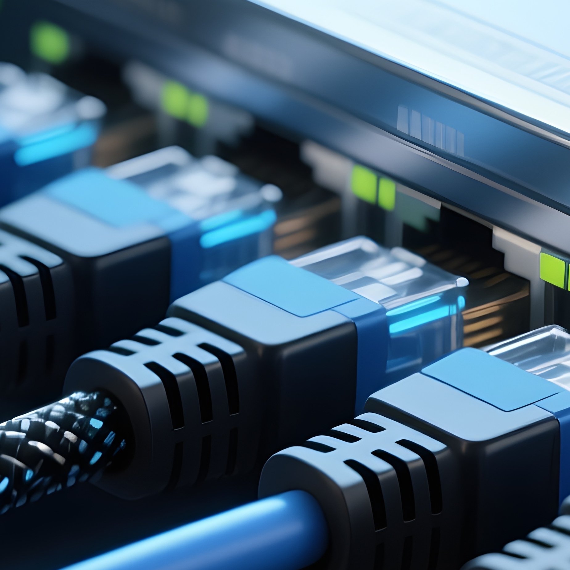 Data Cables Plugged Into Switch Futuristic - Full Resolution Quality Preview