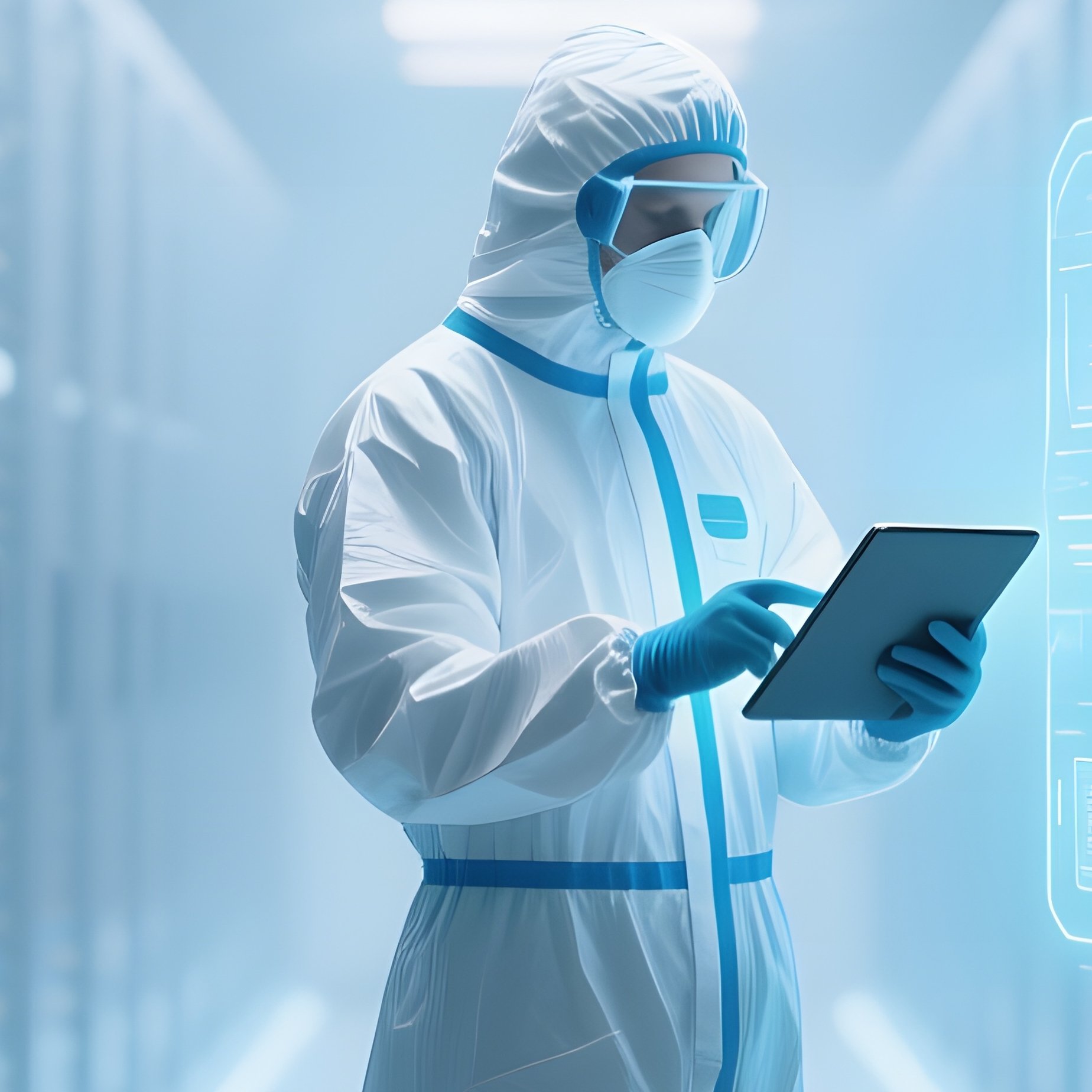 Data Center Aisle Technician Rerouting Traffic - Full Resolution Quality Preview