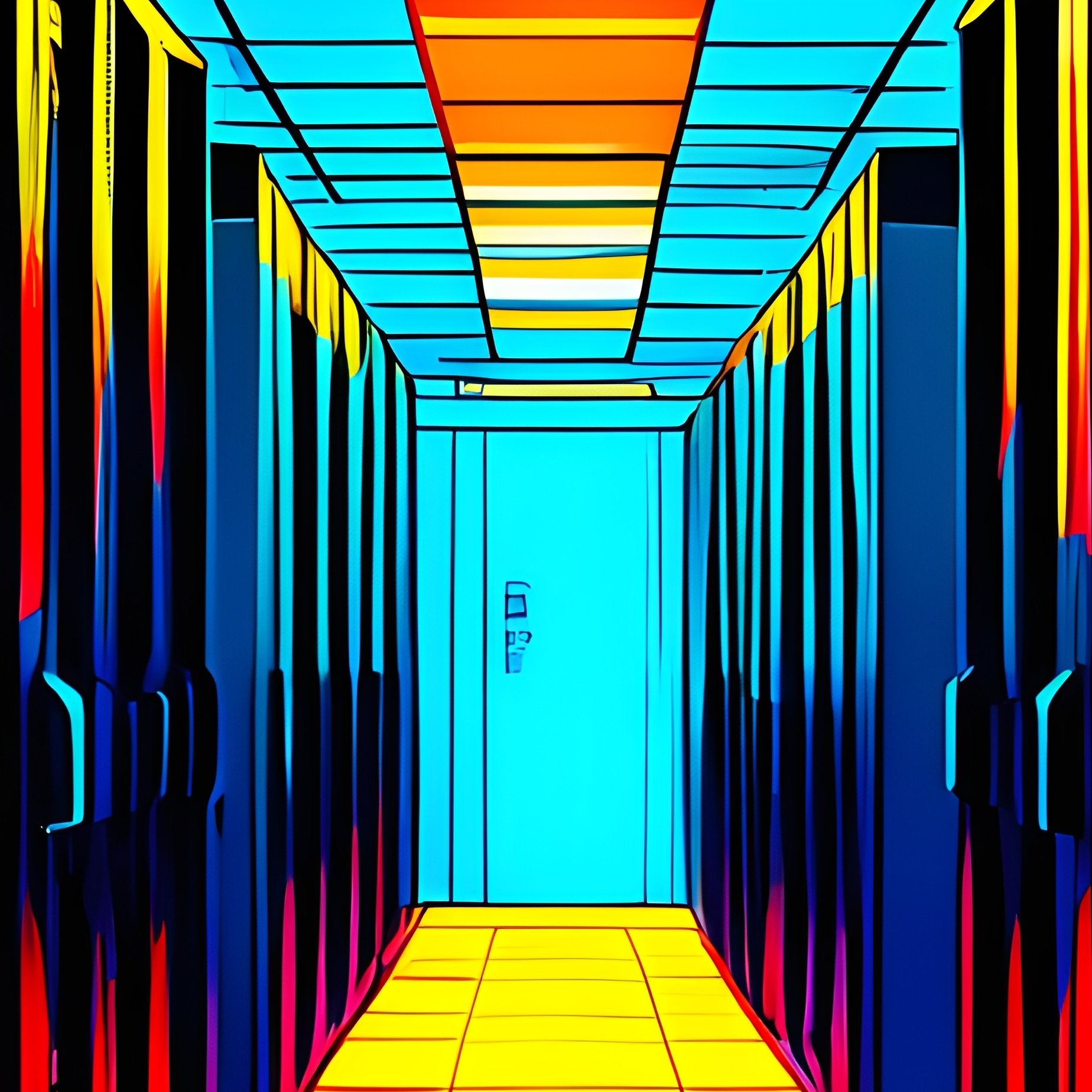 Data Center Corridor Digital Art - Full Resolution Quality Preview