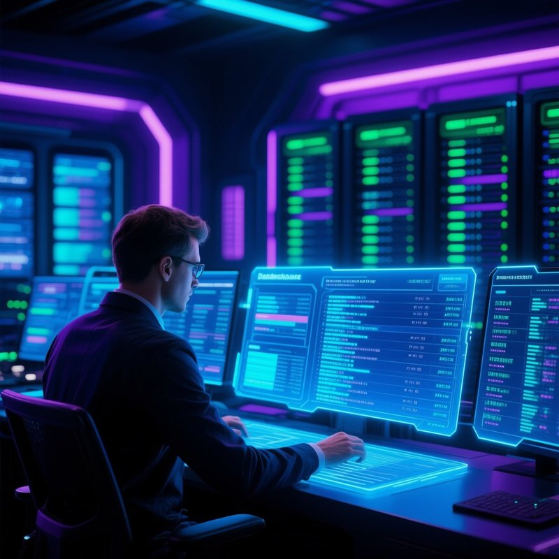 Database Administrator Checking Logs Science Fiction