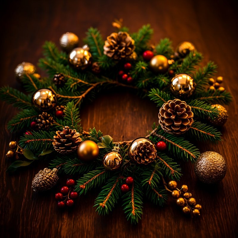 Decorated Evergreen Branches Christmas Holiday Decor