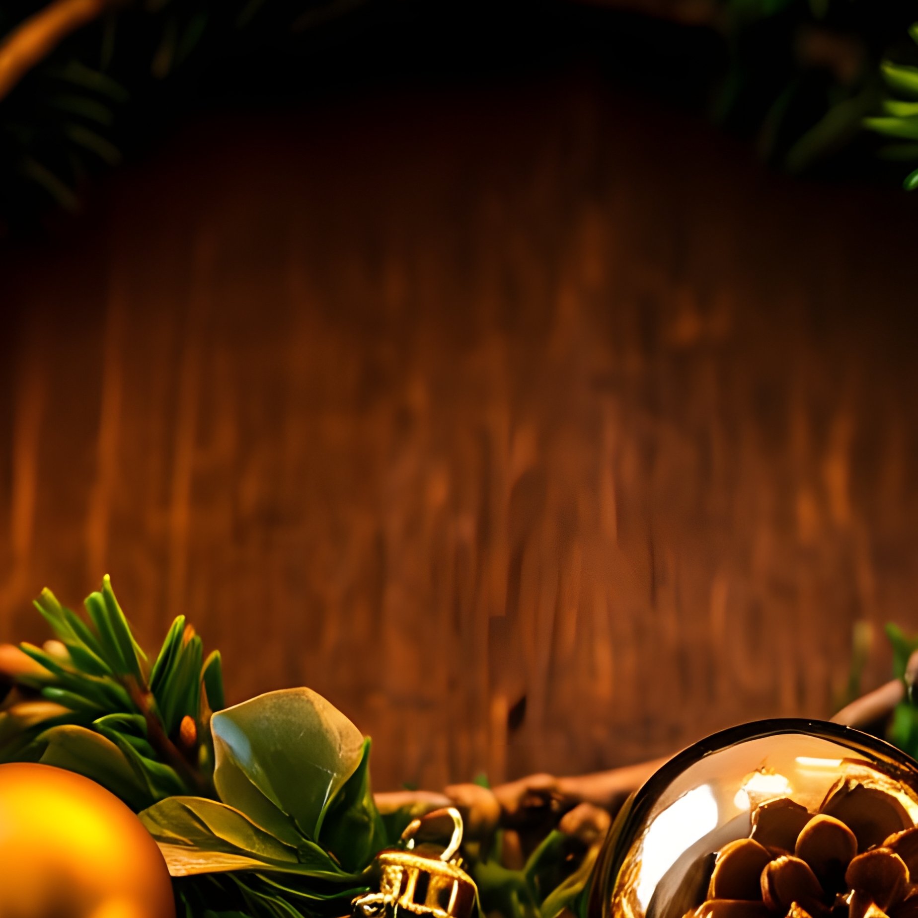 Decorated Evergreen Branches Christmas Holiday Decor - Full Resolution Quality Preview