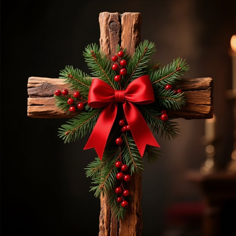 Decorated Wooden Cross Christmas Cross
