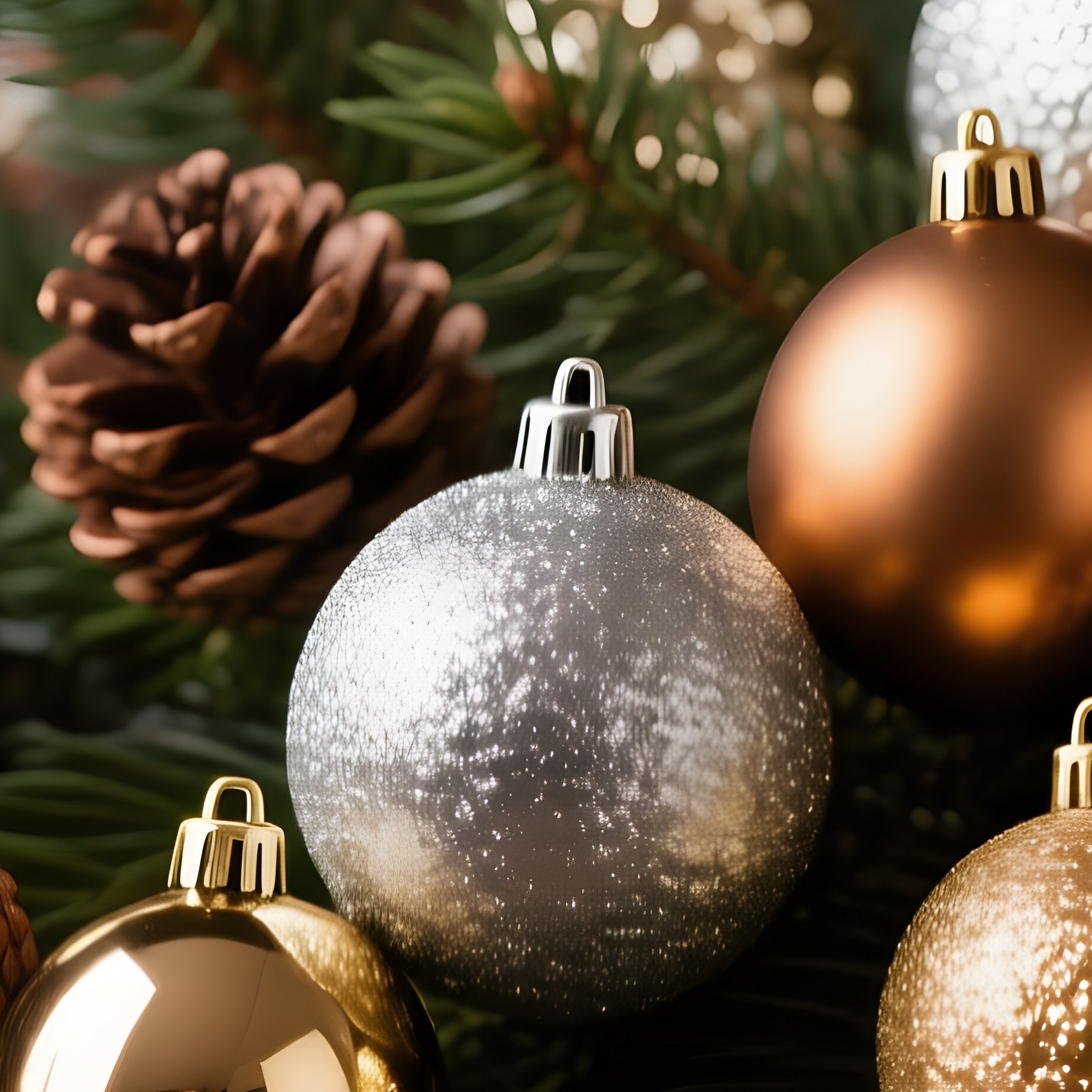 Decorative Arrangement Of Pine Branches And Ornaments Christmas - Full Resolution Quality Preview