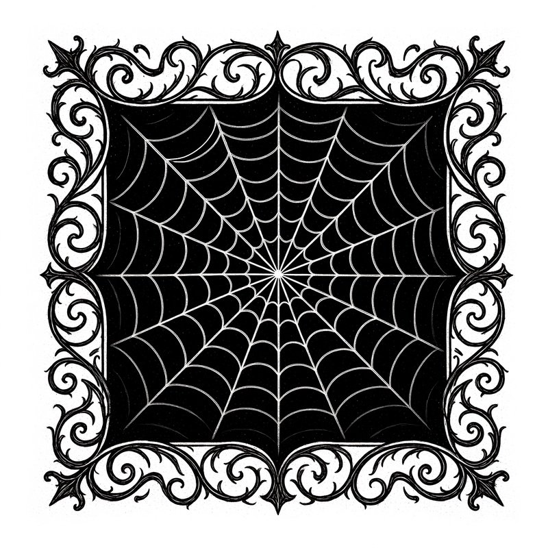 Decorative Corner Design Featuring A Spiderweb Corner Design