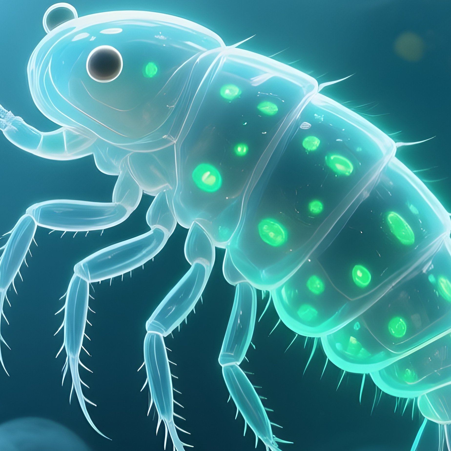 Deep Copepod Biological Crustacean In Clouds - Full Resolution Quality Preview