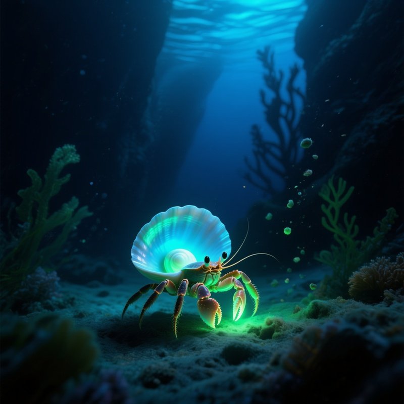 Deep Hermit Crab Glowing Shell Carried Like A Lantern