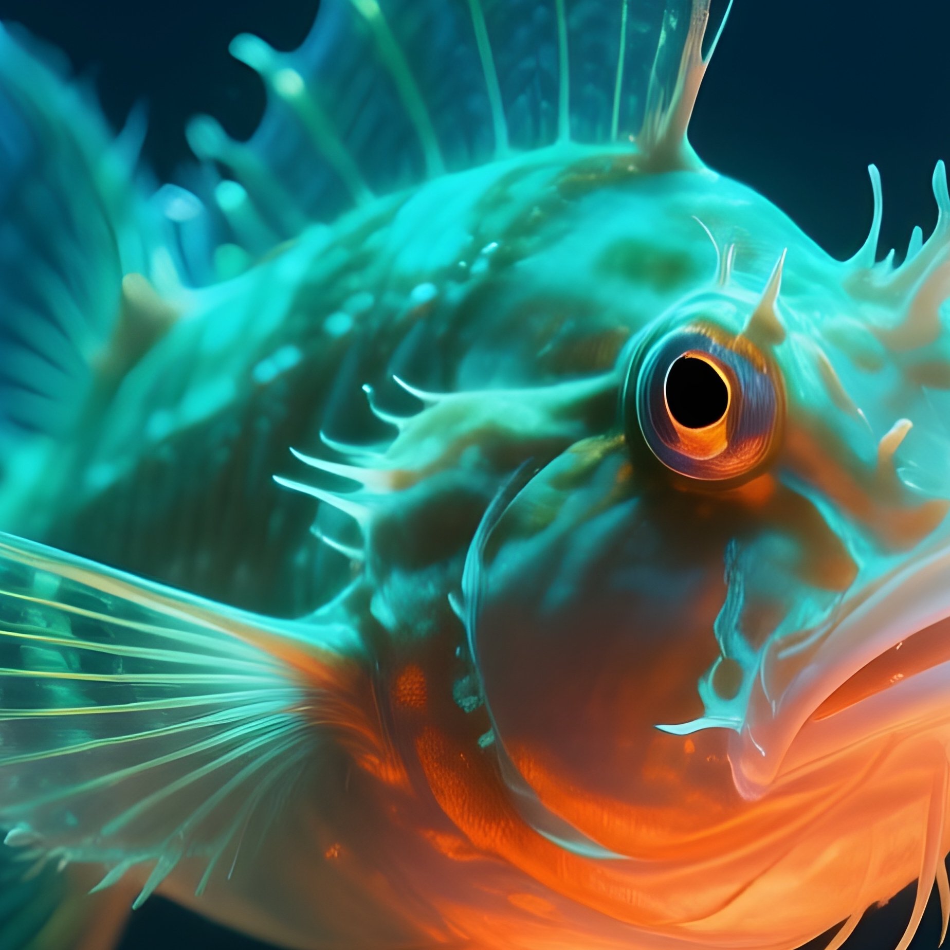 Deep Sea Anglerfish Glowing In Darkness Still Life - Full Resolution Quality Preview