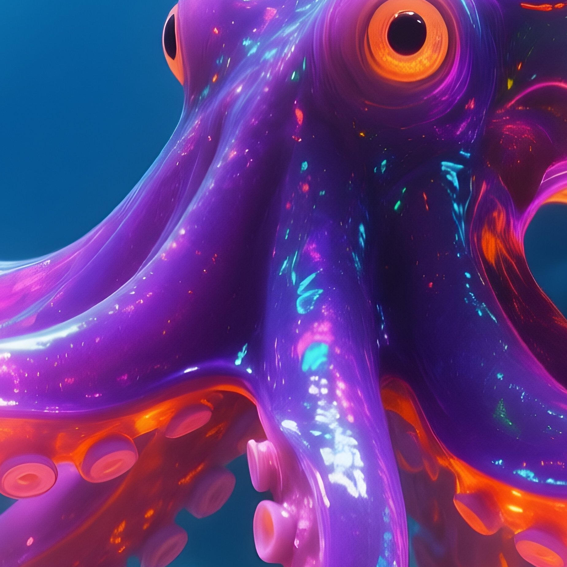 Deep Sea Octopus Floating Slowly Fictional Scene - Full Resolution Quality Preview