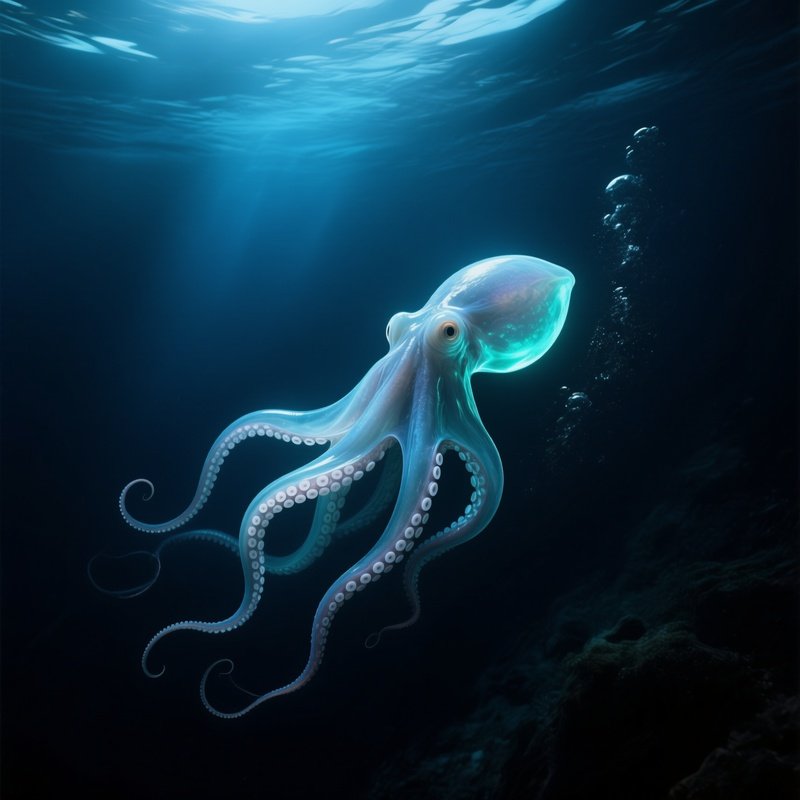 Deep Sea Octopus Floating Slowly Natural Scene