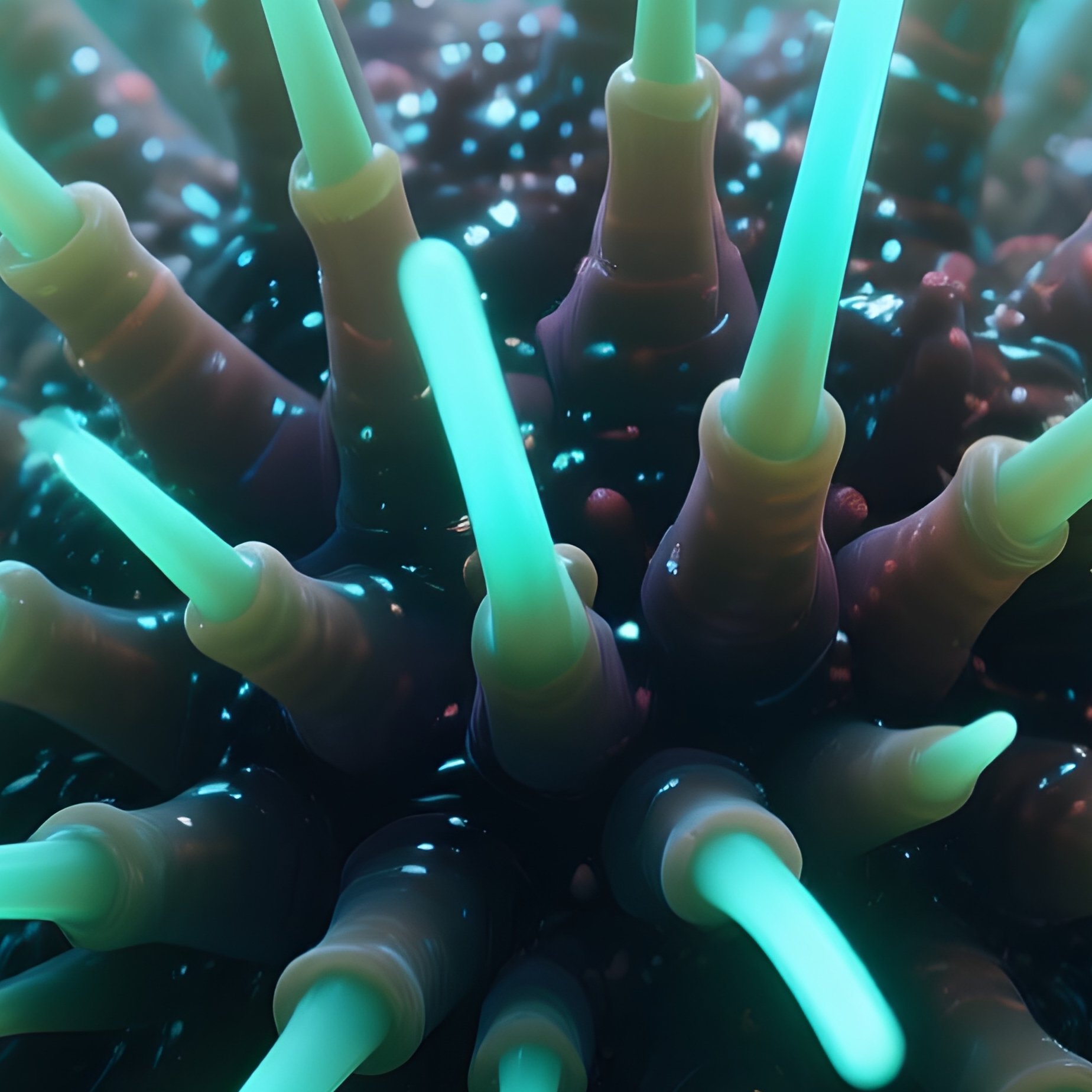 Deep Sea Urchin – Long Glowing Spines Like Neon Needles. - Full Resolution Quality Preview